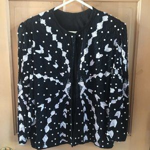 Vintage 80s SWEE LO Silk Evening Embellished Sequin Beaded Jacket - See NOTES